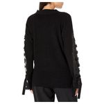 French Connection Black Sheer Lace Floral Sleeve Sweater Size Medium Photo 3