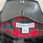 Pendleton  Vintage Collarless Plaid Red Button Front Blazer Size 8 Photo 2