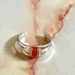 Silver tone orange beaded toe ring Photo 3