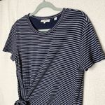Vince  Classic Short Sleeve Stripe Side Tie T-Shirt Mini Dress Blue White Small Photo 3