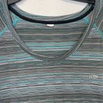 None Teal black striped T-shirt marled athletic top Plus Size 1X stripes Photo 1