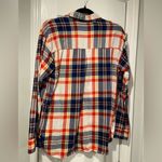 Old Navy  Size M The Boyfriend Shirt Blue Yellow Red Cotton Plaid Flannel Pocket Photo 9