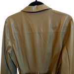 Paige NWT🫒 “Karmine” Olive Vegan Leather Belted Lined Mini Shirt Dress, Large Photo 13