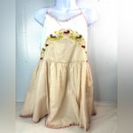 Chasing Unicorns L Cotton Babydoll Boho Embroidered Peach Top White Size L Photo 10