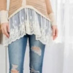 Women’s A’Reve Crochet Lace Cardigan in Latte Combo sz small NWT Tan Photo 0