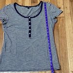 Gap Vintage  Slim Navy Stripe Henley Shirt Photo 6