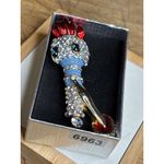 Vintage Large Enamel And Rhinestones 'Lady Liberty' Torch Brooch/Pin Recast Red Photo 4