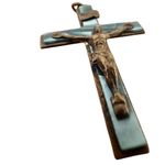 Faux pearl copper tone cross vintage rosary Photo 2