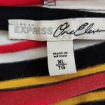 EXPRESS  Red Stripe Cropped Hoodie Size XL Striped Knit Top with Hoodie Photo 5
