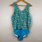 Lands' End  Womens Large D Chlorine Resistant V-neck Fauxkini One Piece Swimsuit Photo 1