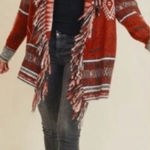 Doe & Rae  Rust Patterned Cardigan Photo 0