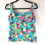Lands' End  Tankini Top Underwire Removable Pads Square Neck Floral Colorful 8 D Photo 0
