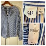 Gap  Blue‎ White Stripe Ruffle V Neck Cottage Shirt Womens Small Peasant Feminine Photo 1