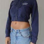 Brandy Melville Navy cropped zip up sweatshirt Photo 0