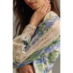 Anthropologie  Especia Lace Button Front‎ Marigold Top Blue Motif Size Small Photo 1