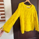 SLEEPING ON SNOW Anthropologie Bright Lights Yellow Alpaca Pointelle Sweater XS Photo 2