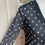 Chico's  women polka dot mesh whimsy goth cardigan v-neck Sz XS stretching Photo 11