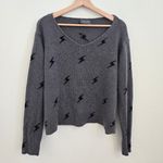 Wooden Ships  Lightning Bolt Jacquard Knit Wool & Mohair Blend Sweater Gray S/M Photo 1