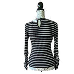 Vince Camuto Long Sleeve Black w/White Stripes Ruched Sleeves Top nautical XS Photo 3