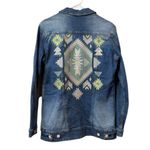LuLaRoe Jean Jacket Size Small Southwest Aztec Boho Embroidered Blue Denim Hippi Photo 1