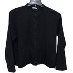 Eileen Fisher Organic Cotton Pucker Shirt Jacket Size XL Black Lagenlook Blazer Photo 0