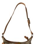 Stone Mountain USA‎ Canvas Spectator 2 Zip Hobo with Leather Trim Blue Tan Purse Photo 5
