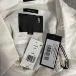 R13  Women's White Drop Neck Linen Blend Button-Up Shirt, Large Photo 3