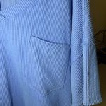 Andree by Unit  Ribbed Blue V-Neck Blouse Photo 2