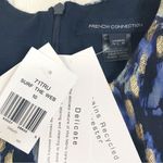 French Connection Metallic Cutout Mini Dress Long Sleeve Navy Gold Size 10 New Photo 4