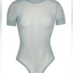SKIMS NWT  Summer Sheer Mesh Thong Bodysuit Short Sleeve T-Shirt Size 4X Sky Photo 1