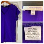 Lavender Brown  Purple Silk V Neck Short Sleeve Casual Top Women's XS Photo 11