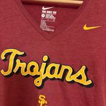 Nike USC Trojans Short Sleeve T Shirt Women's Small Red Gold V Neck Polyester Photo 1