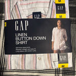 Gap  women’s cozy Pink and White Striped Linen Button Down Shirt size M Photo 0