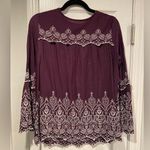 Indigo Thread Co Purple White Eyelet Embroidered Long Sleeve Peasant Top Size M Size M Photo 0