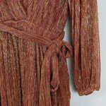 Dress Forum Dress Womens M Rust Gold Shiny Flowy Fit Flare Belted Glam Party NWT Red Size M Photo 5