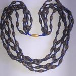 Elegant Vintage Brown and Blue Beaded Boho Multi Strand Necklace Photo 0