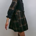 Chic Black and Brown Mini Dress with Plaid Design Size M Photo 9