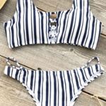 Cupshe 🆕️  Striped Navy Blue & White Set Photo 0