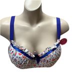 Massam Size Large Floral & Satin Underwire Bra. Made in Brazil. New with Tags Blue Photo 1