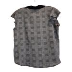 Miley + Molly Houndstooth Plaid Blouse Bow Tie Neck Academia Black White Large Photo 2