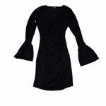 EXPRESS  V-Neck Bell Sleeve Ruched Sweater Black Midi Dress size XS Photo 2