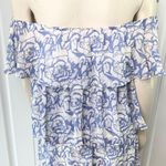 Pink Lily Boutique Off Shoulder Toast To The Night Blue Tiered Floral Dress NWOT Photo 7