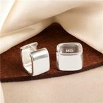 Chunky 925 Silver Square Hoop Earrings Photo 3