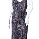 Lucky Brand Dress Womens Small Blue Red Paisley Print Midi Bohemian Festival Photo 0