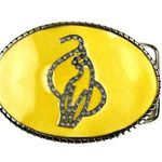 Large Bling Cat Metal Belt Buckle Yellow Sparkles L 3.75 X W 2.5 u Photo 0