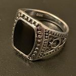 S925 silver natural obsidian ring size 9 Photo 2