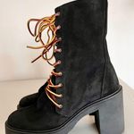 Free People Dylan Lace Up Chunky Mid Calf Suede Boots Black Women’s Size 8.5 Photo 0