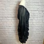 Andree by Unit Andrée by Unit Women's Small Black Ruched Mini Dress Sheer Sleeves Chic Party Photo 2