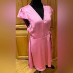 Wilfred  Aritzia Mademoiselle‎ Satin V-Neck Wrap Mini Dress in Bubble Pink Medium Photo 5