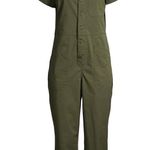 No Boundaries  Short Sleeve Collared Boilersuit jumpsuit olive military green Photo 3